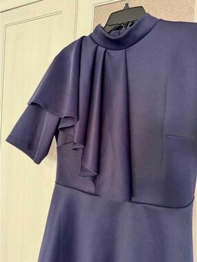 Ashley Stewart Midnight Blue One-Shoulder Ruffle peplum blouse